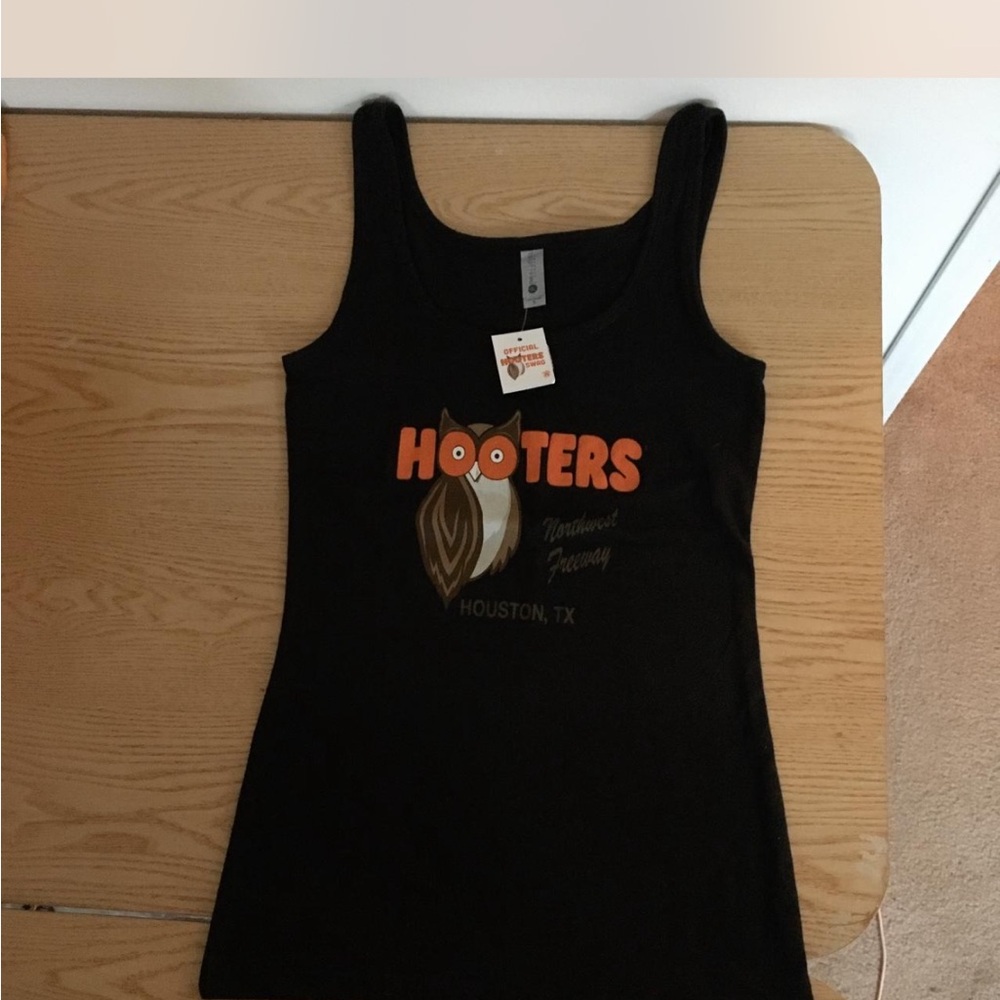 Hooters Black Tank Top with Orange Logo